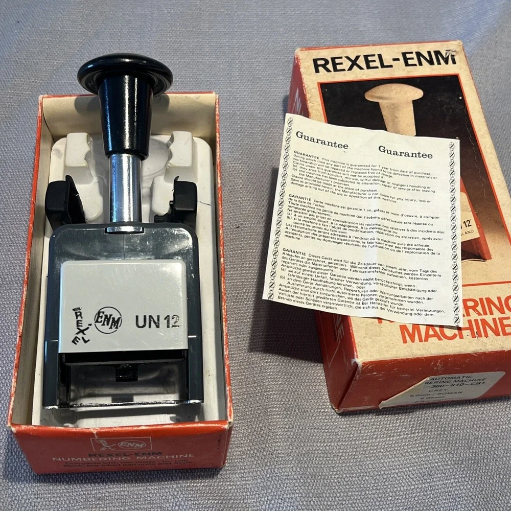 Rexel-Enm‎ Numbering Machine UN22 Lever Action Vintage Made In Great Britain